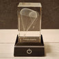 Engraved 3-D Crystal Glass Light Up Cube with Stand - Double Paratrooper